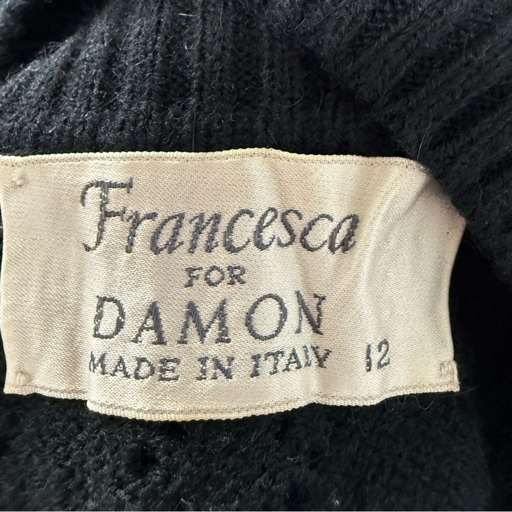 Francesca Of Damon Sweater Dress Dress Maxi IT 12 -US M Black Pointelle Vtg 70s - Picture 7 of 7